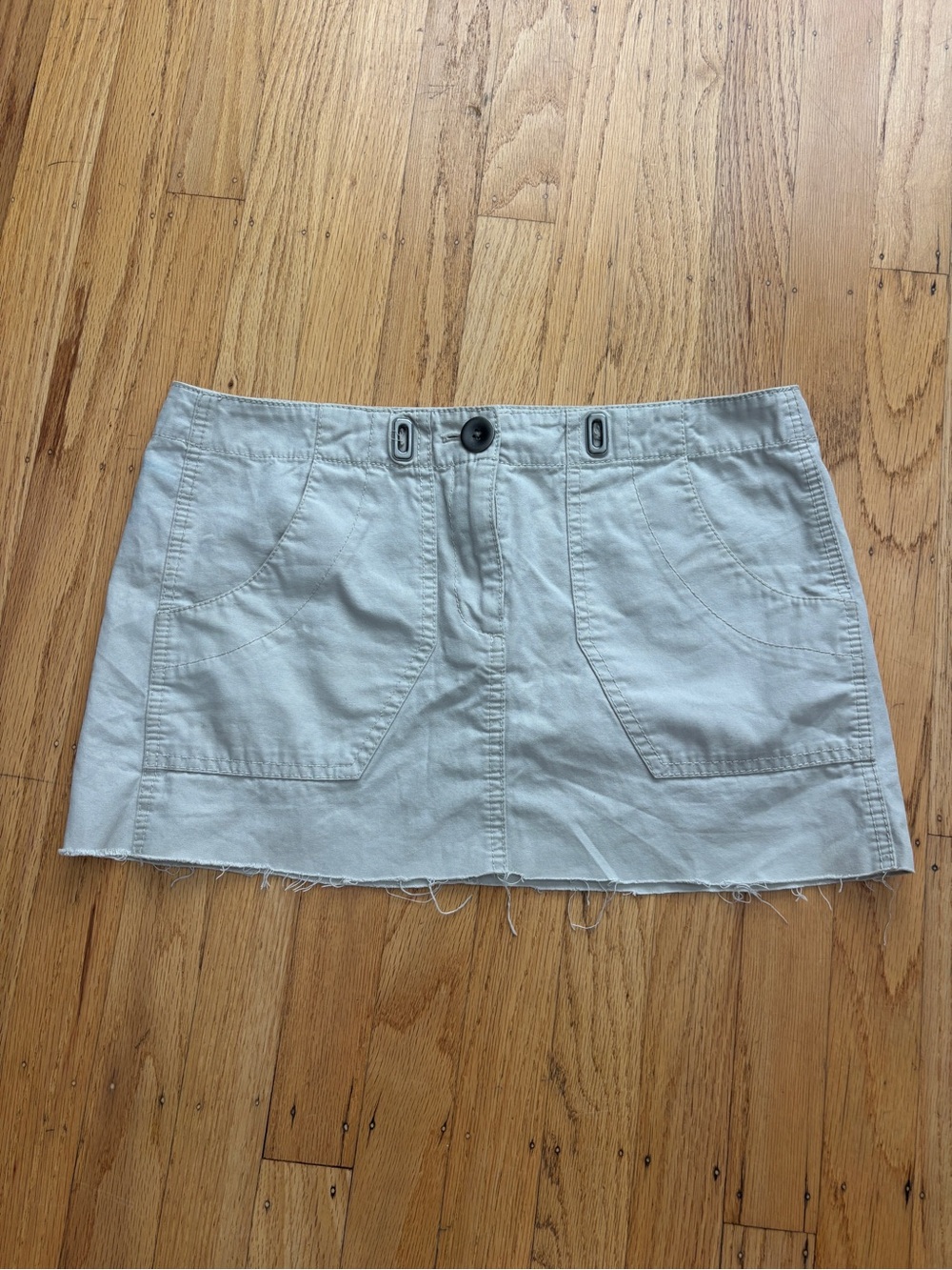 Beige Khaki Mini Skirt with Front Pockets